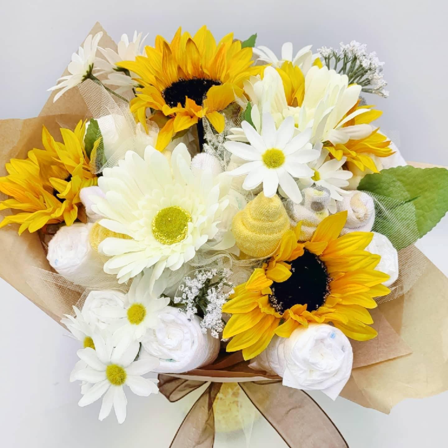 Sunflower Diaper Bouquet Sunflower Baby Shower Centerpiece Baby Shower Gift Baby Bouquet