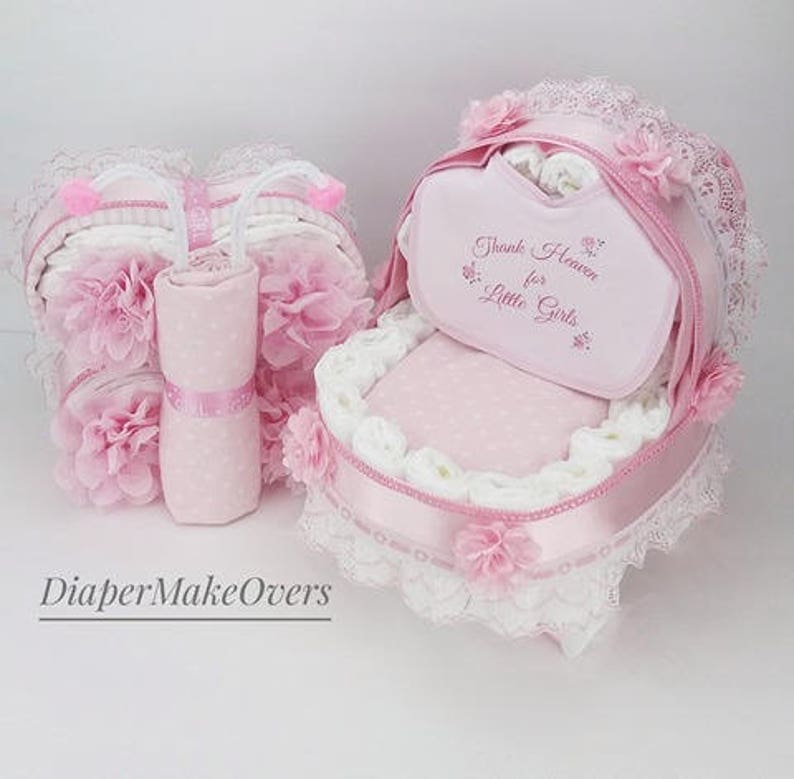 Baby Girl Baby Shower Gift Set Unique Girl Diaper Cakes Etsy Israel