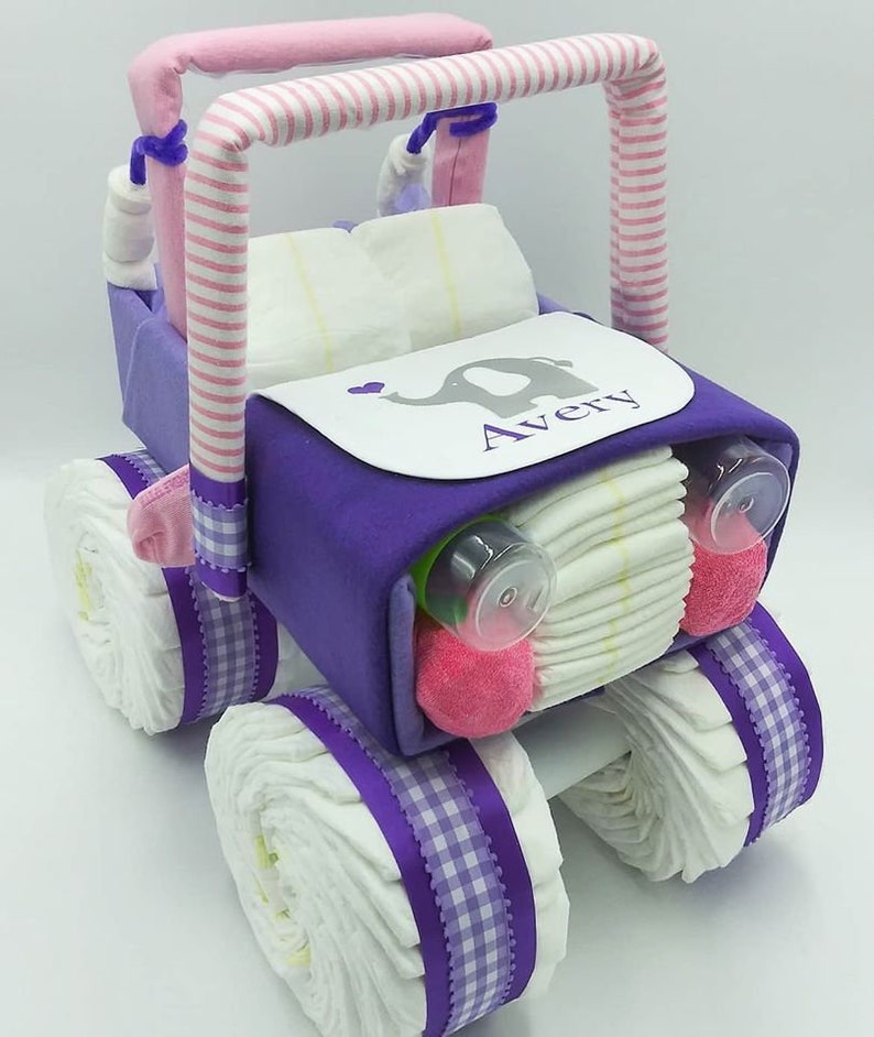 Diaper Jeep Unique Baby Gift Diaper Cake Baby Shower Centerpiece Baby Shower Gift One Of a Kind Gift for Baby image 5