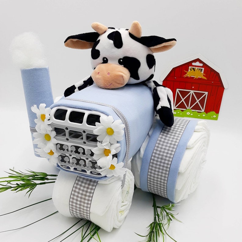 Farm Baby Shower Decor Diaper Cake Country Diaper Cake Farm Baby Shower Gift Baby Shower Centerpiece Farm Decor Baby Gift image 4