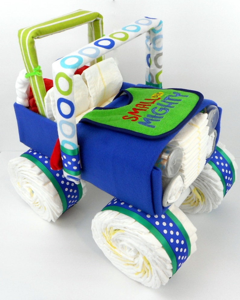 Diaper Jeep Unique Baby Gift Diaper Cake Baby Shower Centerpiece Baby Shower Gift One Of a Kind Gift for Baby image 3