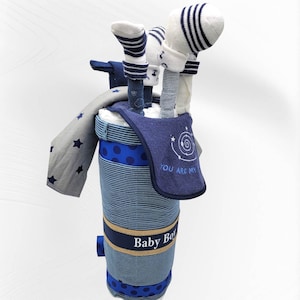 Boy Golf Bag Diaper Cake Golf Baby Shower Baby Shower Gift for Boys New Dad Gift image 4