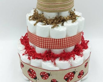 Lady Bug Diaper Cake Girl Baby Shower