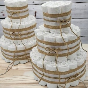 Rustic Diaper Cake Baby Shower Centerpiece Decoration DIY Diaper Cake Undecorated Diaper Cake Baby Shower Neutral Diaper Cake image 1