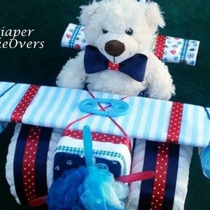 Airplane Diaper Cake Boy Diaper Cake Baby Gift Baby Shower Gift Centerpiece Diaper Cakes Baby Boy, Baby Girl, Neutral Baby Gift image 8