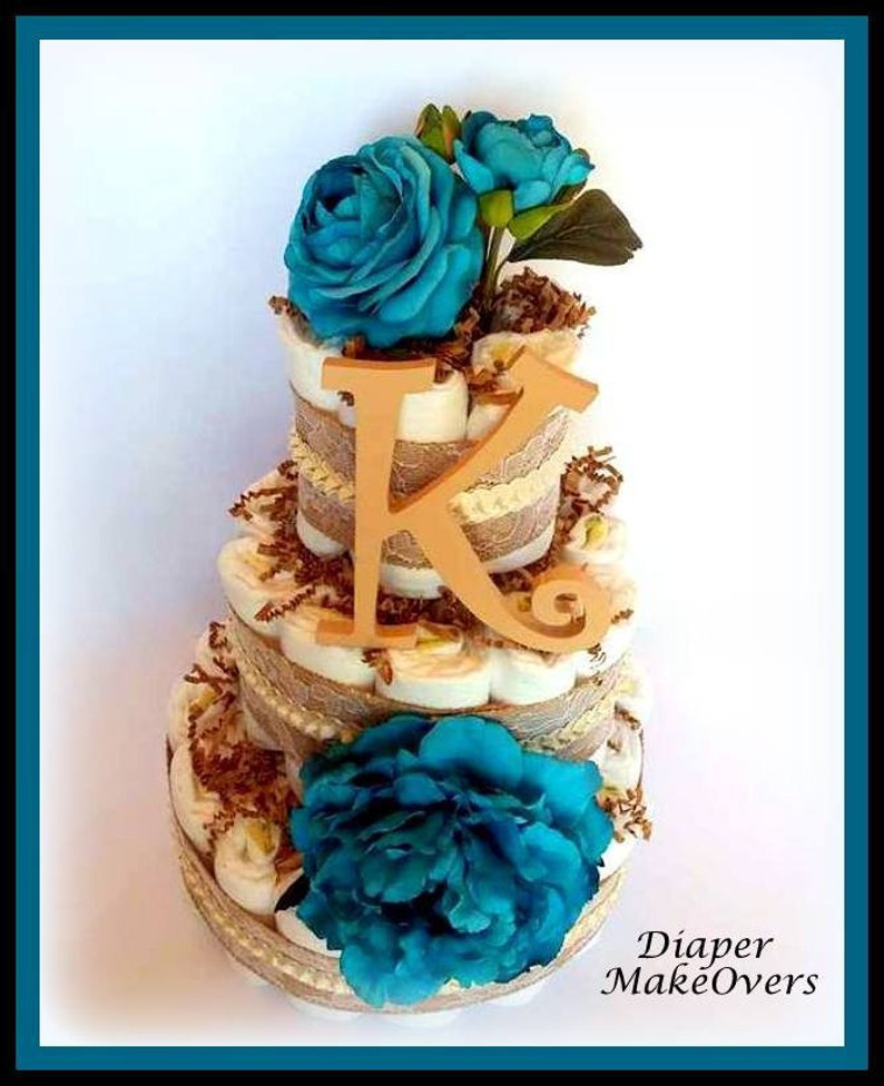 Spring Flowers 3 Tier Diaper Cake Baby Shower Centerpiece Rustic Burlap Lace Diaper Cake Shower Decorations Burlap Diaper Cake