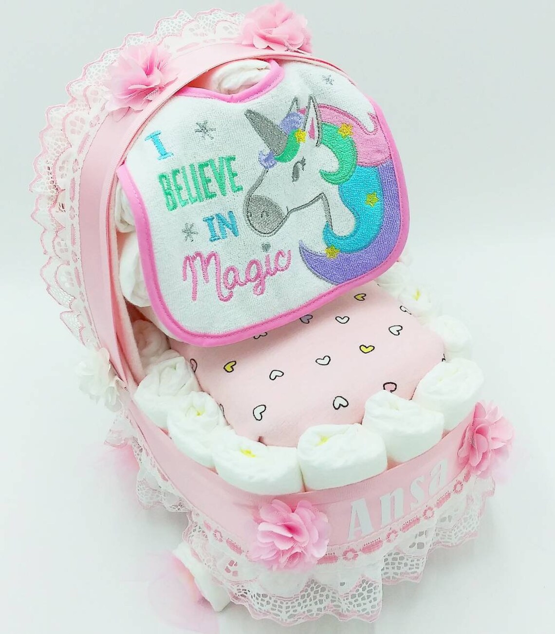 Baby Carriage Diaper Cake Carriage Diaper Cake Girl Diaper Etsy