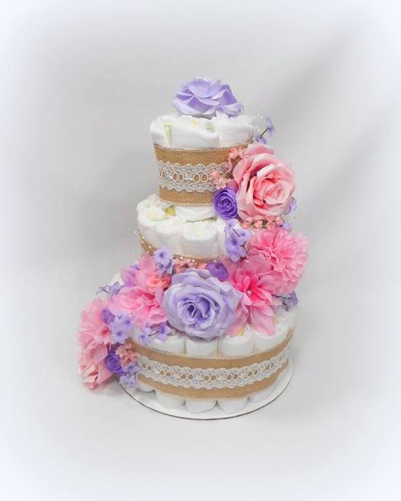 Floral Diaper Cake Diaper Cake Baby Shower Centerpiece Etsy