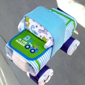 Diaper Cake - Truck Diaper Cake - Baby Boy Diaper Cake - Unique Diaper Cake - Baby Shower Gift or Centerpiece - Baby Gift Ideas