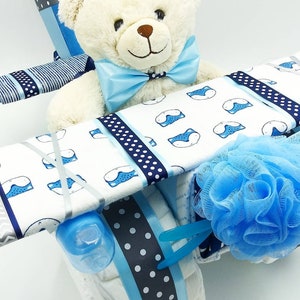 Diaper Cake Boy Diaper Cake Baby Gift Baby Shower Gift or Centerpiece Airplane Diaper Cake Baby Boy, Baby Girl, Neutral Baby Gift image 10