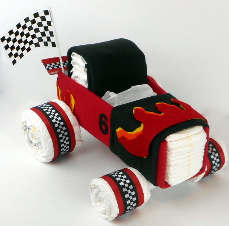 Race Car Diaper Cake Diaper Cake Car Diaper Cake Baby Shower Centerpiece Baby Gift Baby Shower Gift image 5