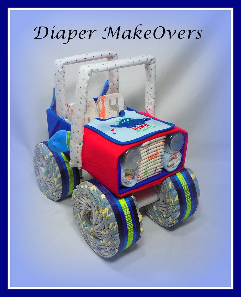 Diaper Jeep Unique Baby Gift Diaper Cake Baby Shower Centerpiece Baby Shower Gift One Of a Kind Gift for Baby image 7