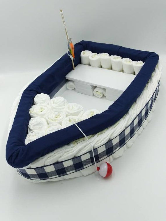 fishing boat diaper cake