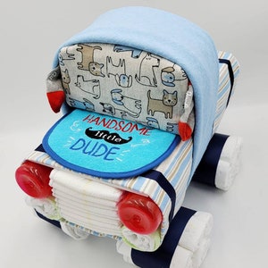 Diaper Cake, Truck Diaper Cake, Baby Shower Gift, Shower Centerpiece, Unique Diaper Cake, Baby Boy, Baby Girl, Gender Neutral Gift Ideas