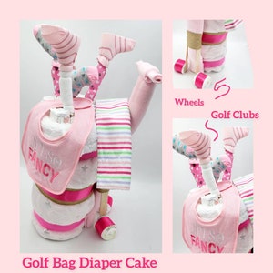 Girl Diaper Cake - Golf Bag Diaper Cake - Golf Baby Shower - Baby Shower Gift - New Dad Gift