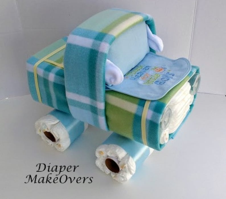 Shower Centerpiece Baby Girl Unique Diaper Cake Baby Boy Diaper Cake Baby Shower Gift Truck Diaper Cake Gender Neutral Gift Ideas