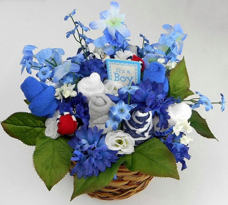 Gift Basket Baby Flower Bouquet Baby Shower Decorations Etsy
