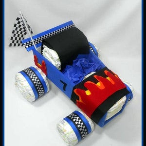 Race Car Diaper Cake Diaper Cake Car Diaper Cake Baby Shower Centerpiece Baby Gift Baby Shower Gift image 6