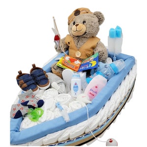 Fishing Boat Diaper Cake Fishing Baby Shower Boat Baby Shower Centerpiece Nautical Baby Shower image 1