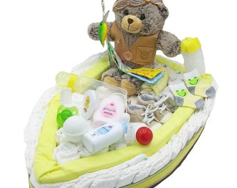 Gender Neutral - Baby Shower - Fishing Boat - Fishing Baby Shower - Fishing Boat Diaper Cake