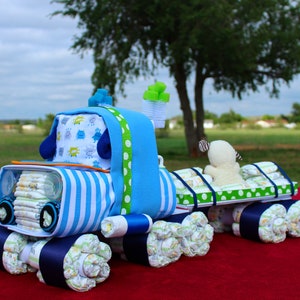 Semi Truck Diaper Cake Unique Diaper Cake Truck Diaper Cake Woodland Diaper Cake Baby Gift Boy Diaper Cake 18 Wheeler image 9