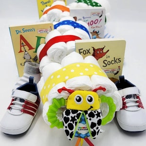 Book Diaper Cake - Caterpillar Diaper Cake - Diaper Cake - Book Baby Shower -