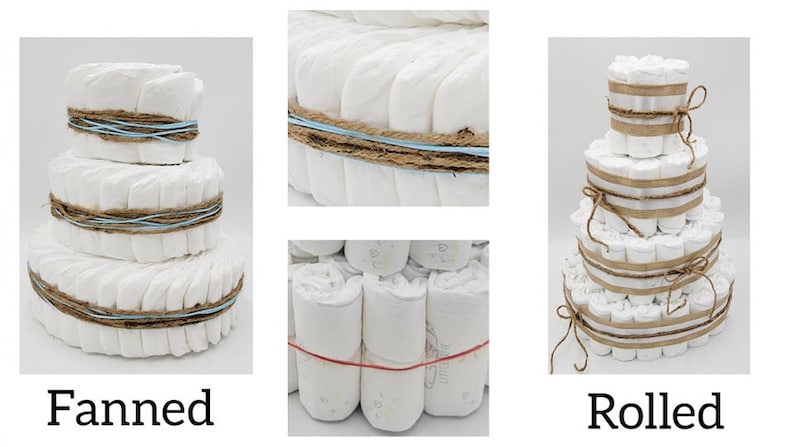 Rustic Diaper Cake Baby Shower Centerpiece Decoration DIY Diaper Cake Undecorated Diaper Cake Baby Shower Neutral Diaper Cake image 10