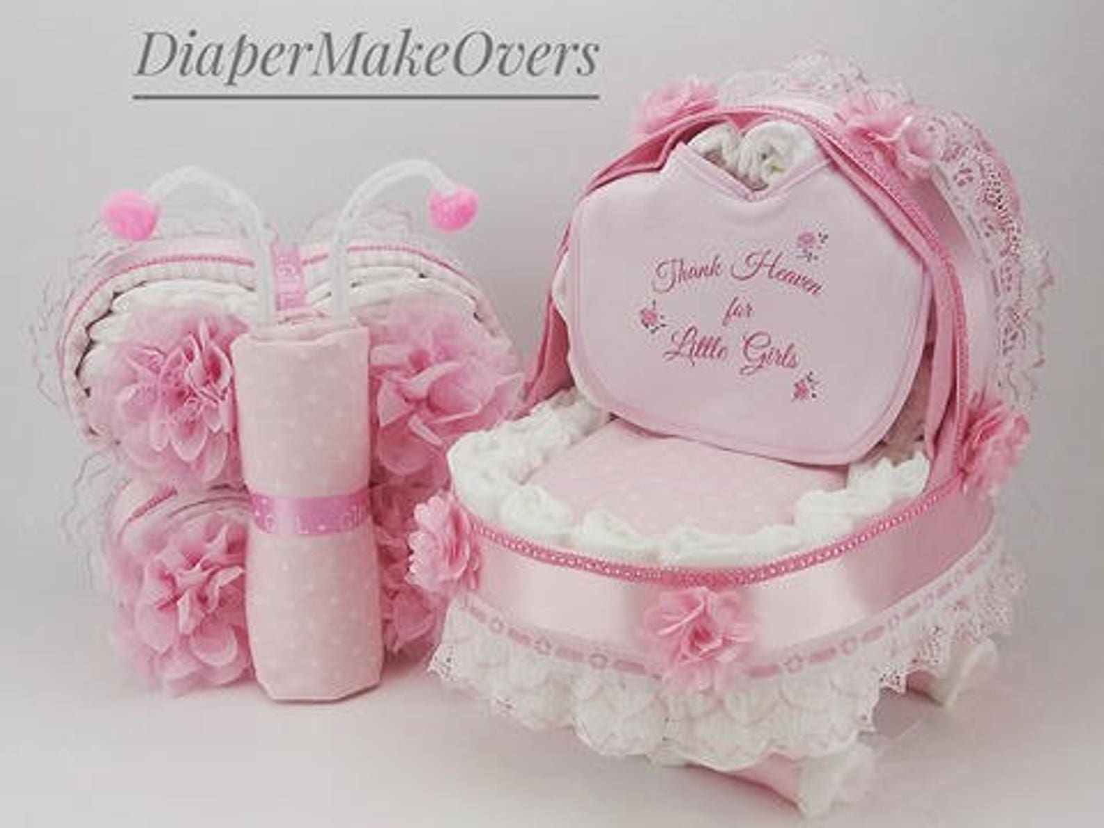 Baby Girl Baby Shower Gift Set Unique Girl Diaper Cakes Etsy Israel