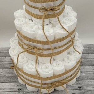 Rustic Diaper Cake Baby Shower Centerpiece Decoration DIY Diaper Cake Undecorated Diaper Cake Baby Shower Neutral Diaper Cake image 8