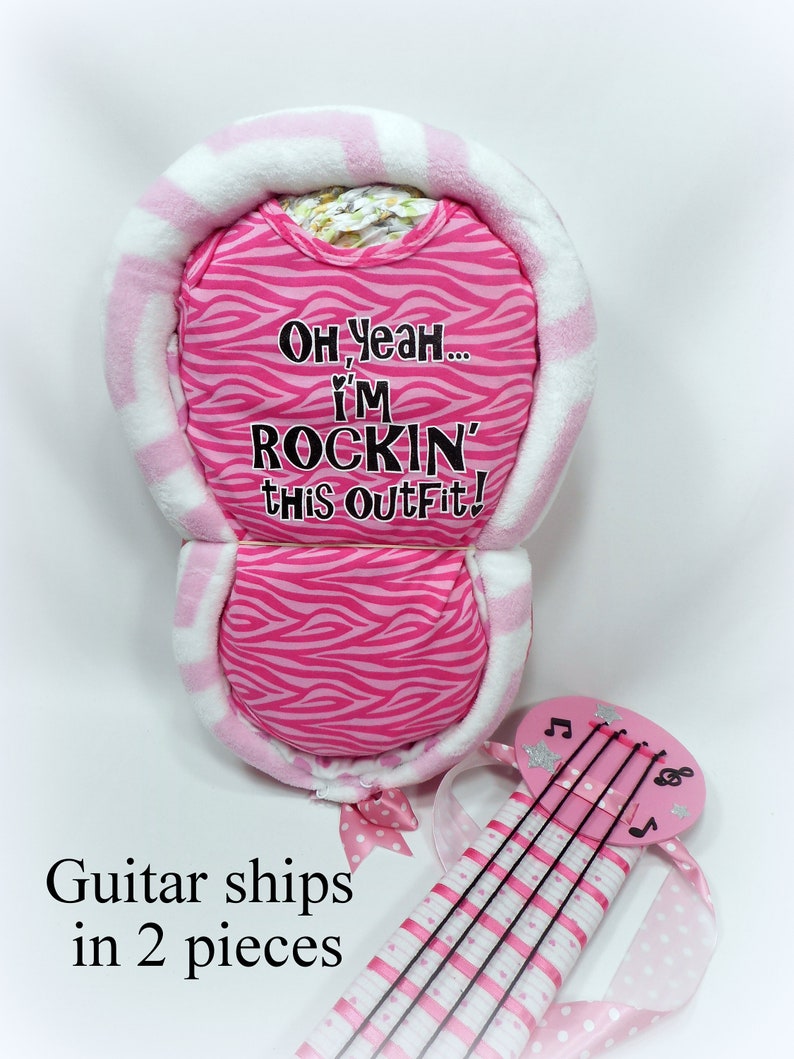 Personalized Guitar Diaper Cake Diaper Cake Baby Gift Rock and Roll Guitar Baby Shower image 10