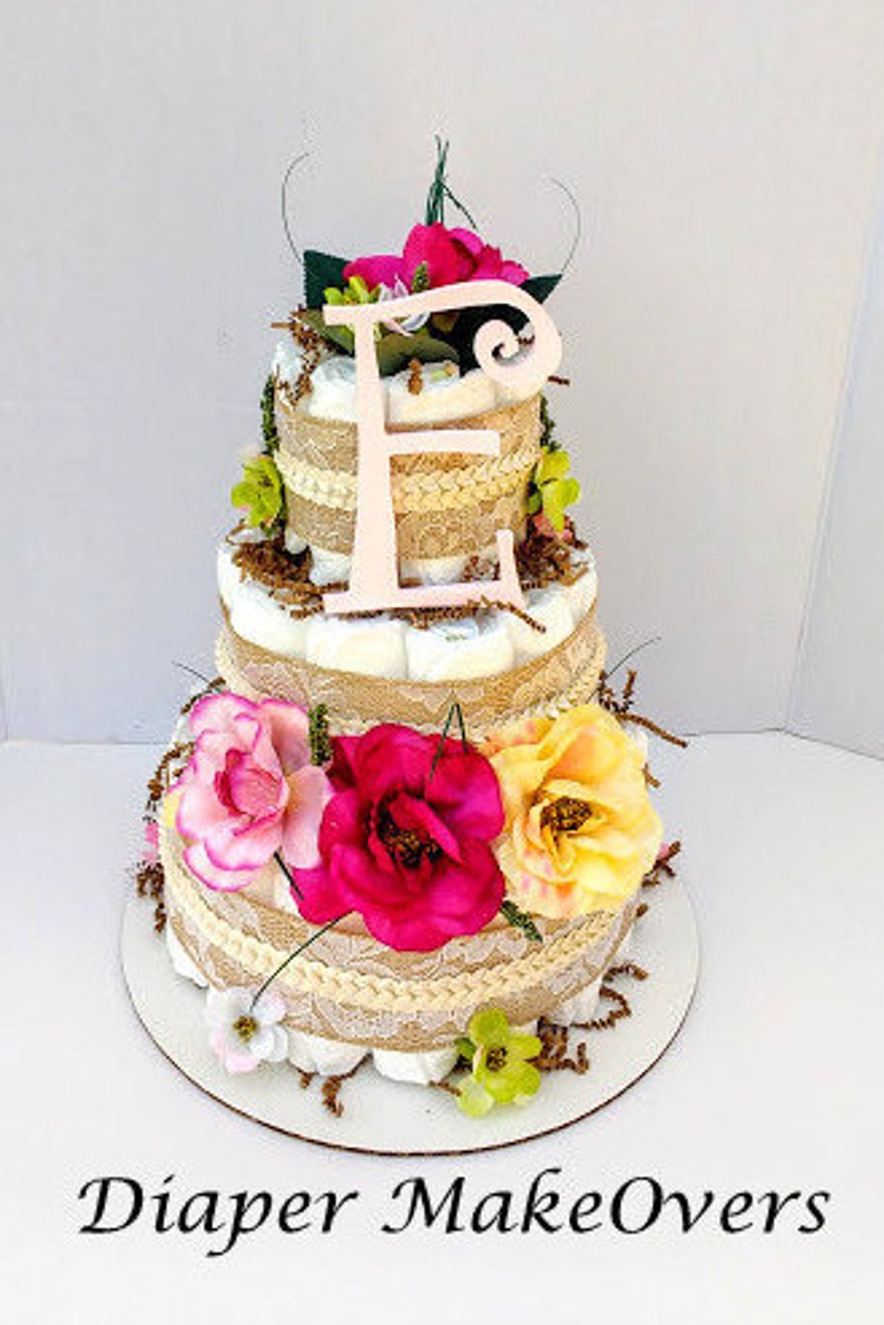 Girl Diaper Cake Flower Diaper Cake Baby Shower Etsy