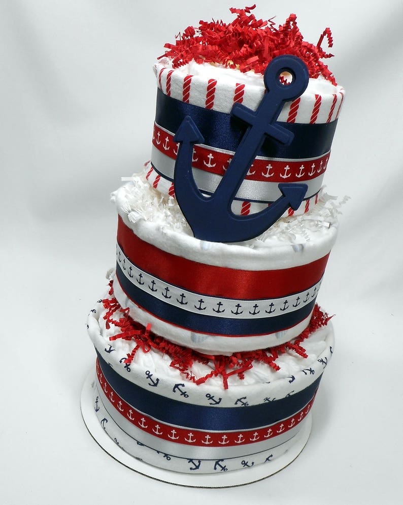 Anchor Diaper Cake Nautical Diaper Cake Recieving Blankets Etsy