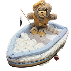 Fishing Boat Diaper Cake Fishing Baby Shower Boat Baby Shower Centerpiece Nautical Baby Shower image 8