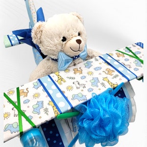 Airplane Diaper Cake Baby Shower Decor Diaper Cakes Baby Boy Baby Girl Gender Neutral image 9