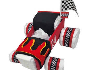 Race Car Diaper Cake - Diaper Cake - Car Diaper Cake - Baby Shower Centerpiece - Baby Gift - Baby Shower Gift