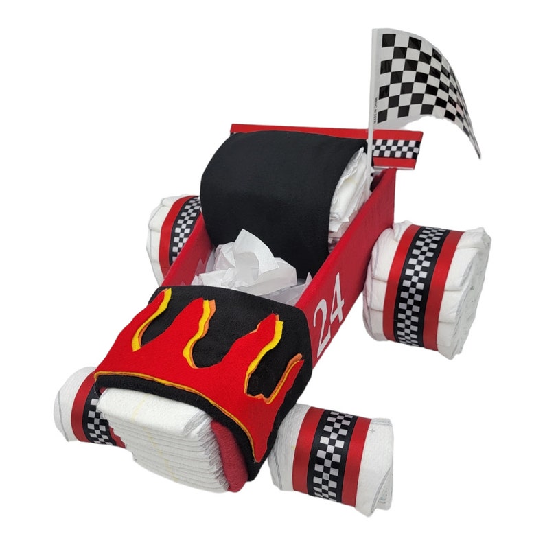 Race Car Diaper Cake Diaper Cake Car Diaper Cake Baby Shower Centerpiece Baby Gift Baby Shower Gift image 1