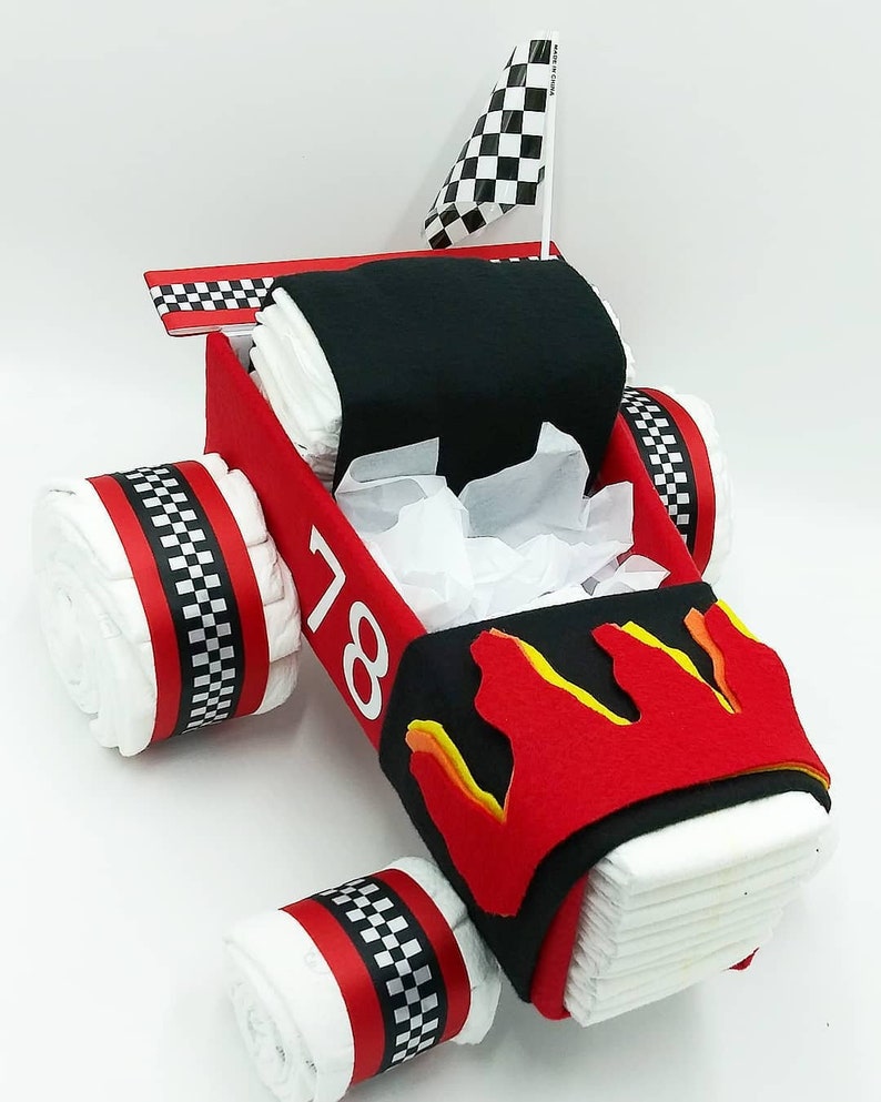 Race Car Diaper Cake Diaper Cake Car Diaper Cake Baby Shower Centerpiece Baby Gift Baby Shower Gift image 9