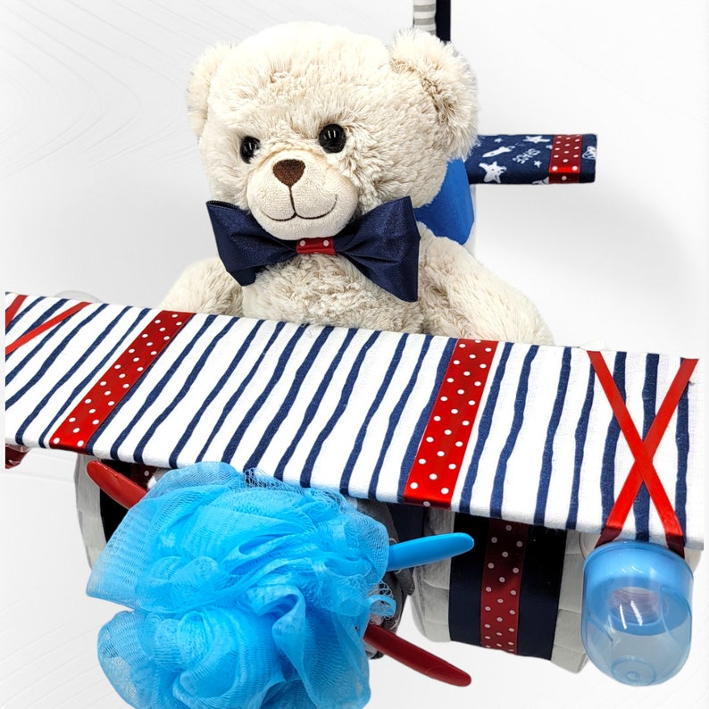 Airplane Diaper Cake Baby Shower Decor Diaper Cakes Baby Boy Baby Girl Gender Neutral image 2