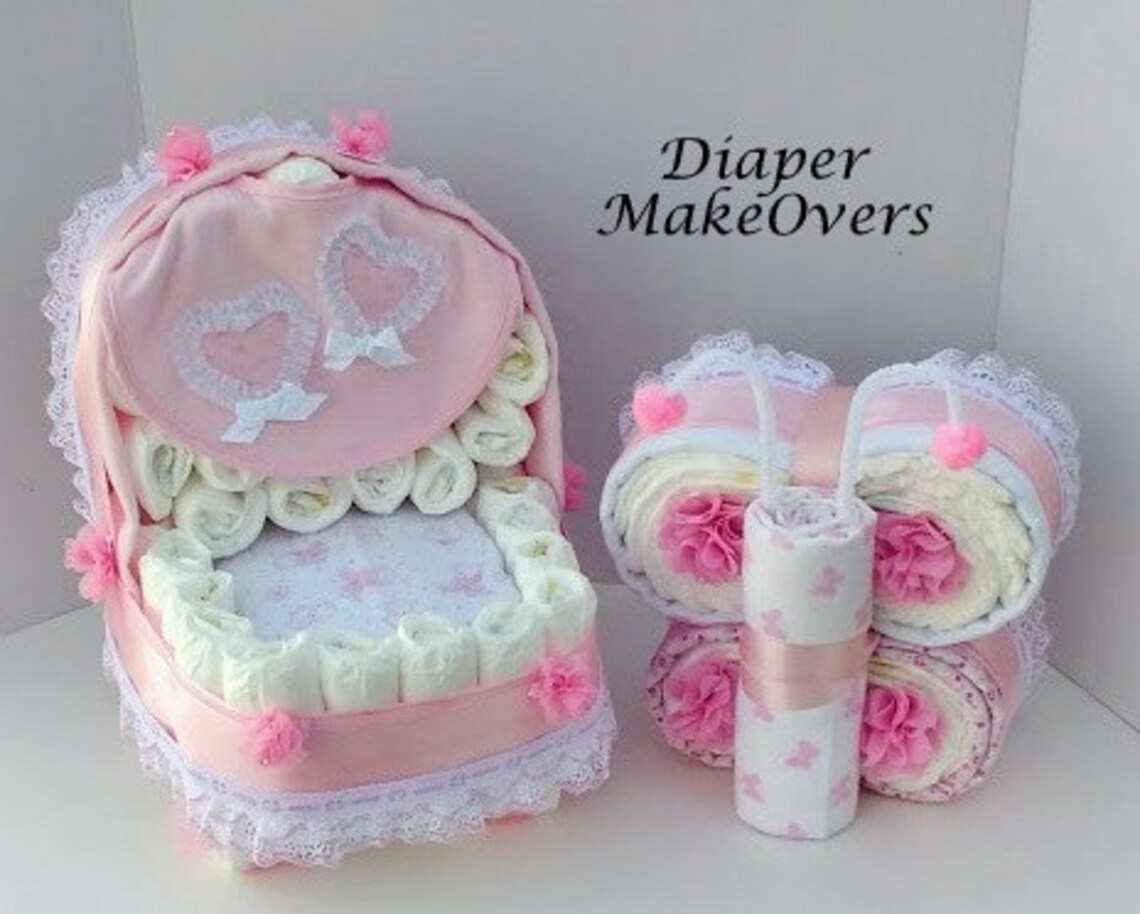Baby Girl Baby Shower Gift Set Unique Girl Diaper Cakes Etsy Israel