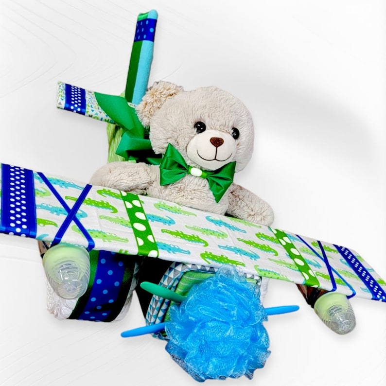 Airplane Diaper Cake Baby Shower Decor Diaper Cakes Baby Boy Baby Girl Gender Neutral image 3