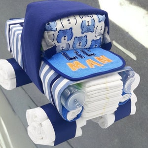 Truck Diaper Cake - Diaper Cake Boy - Unique Diaper Cake - Baby Shower Gift - Boy Baby Shower Centerpiece - OOAK Gift Ideas