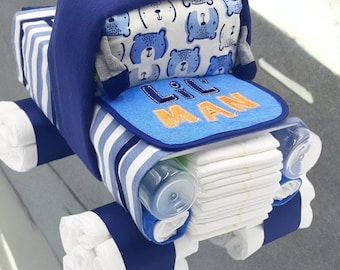 Truck Diaper Cake - Diaper Cake Boy - Unique Diaper Cake - Baby Shower Gift - Boy Baby Shower Centerpiece - OOAK Gift Ideas