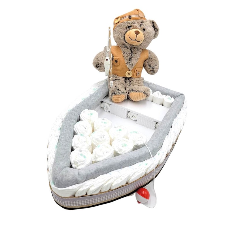 Gender Neutral Baby Shower Fishing Boat Fishing Baby Shower Fishing Boat Diaper Cake image 8