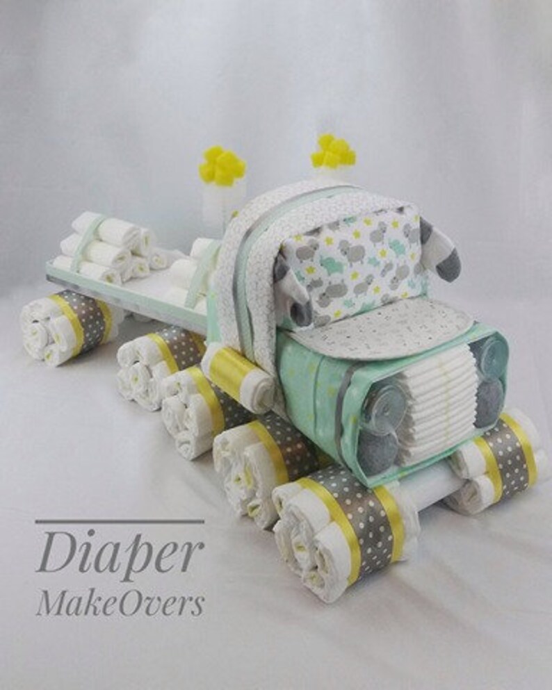 Semi Truck Diaper Cake Truck Diaper Cake Baby Shower Gift Etsy