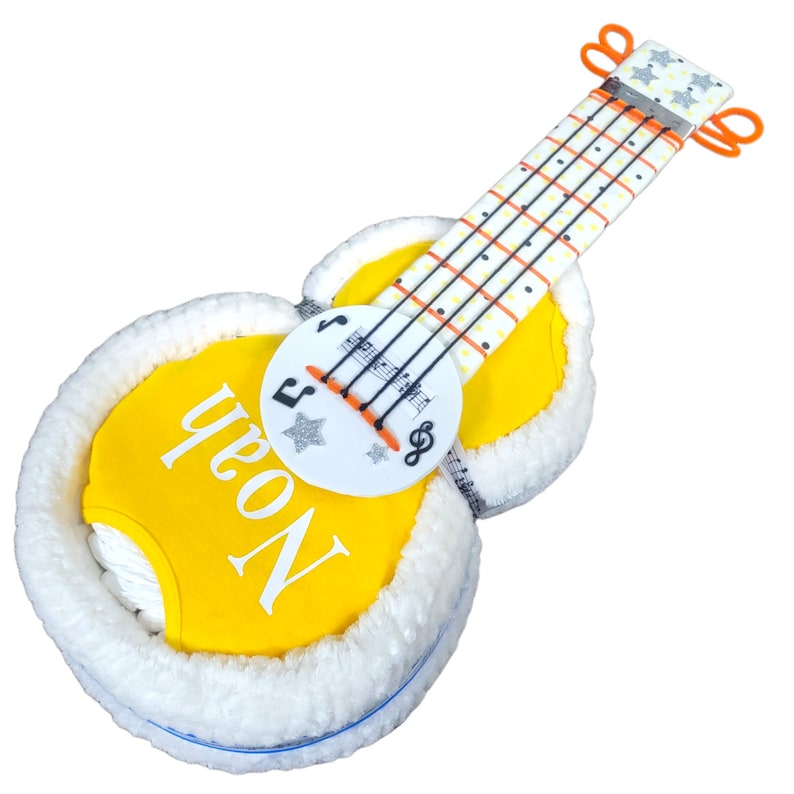 Personalized Guitar Diaper Cake Diaper Cake Baby Gift Rock and Roll Guitar Baby Shower image 1