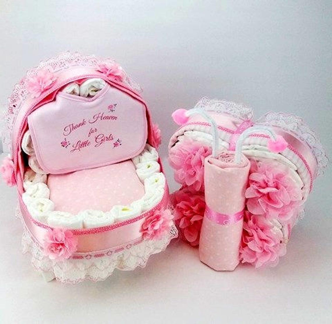 Baby Girl Baby Shower Gift Set Unique Girl Diaper Cakes Etsy Israel