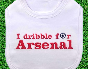 NEW Baby bib I dribble for Arsenal embroidered   for tiny footie nutters child football  high quality baby gift newborn and  toddlers