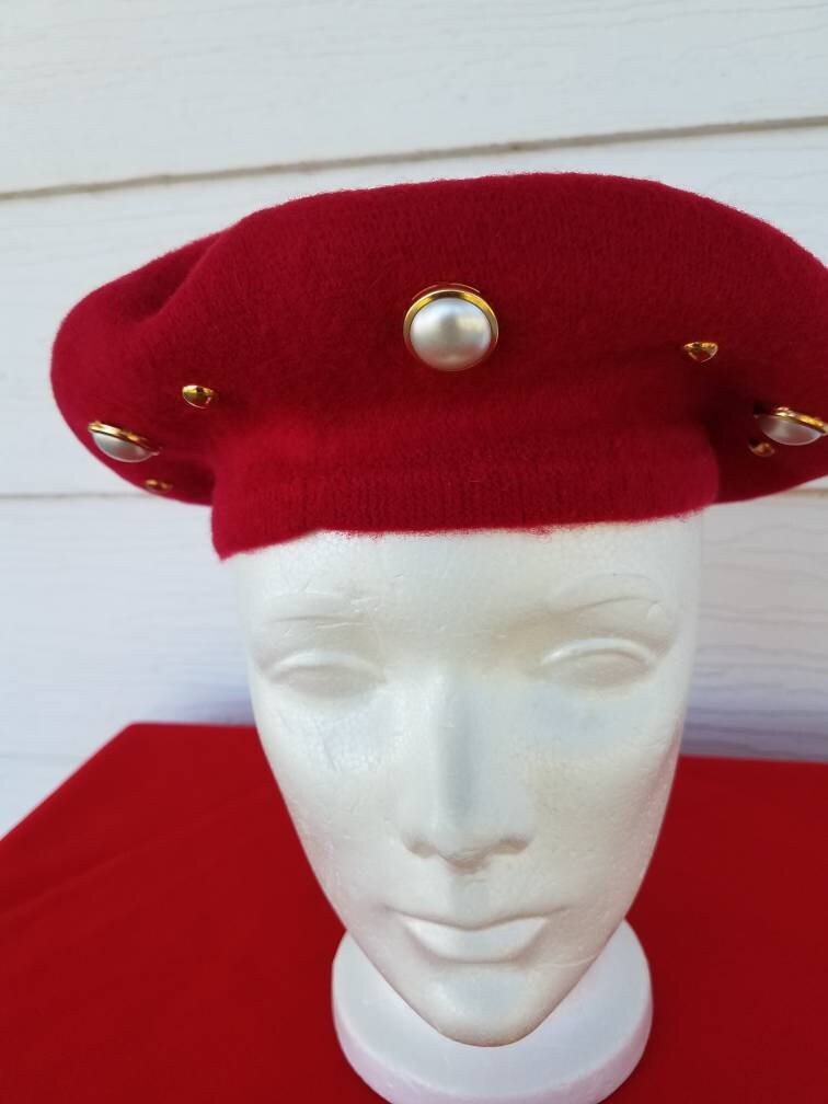 Vintage 1970's Betmar Wool Beret With 