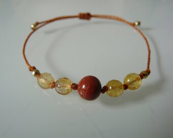 Bracelet beads "Anchor and comfort", red Jasper, Citrine, Meditation, Yoga, Zen, minimalist, Chakra, Lithotherapy