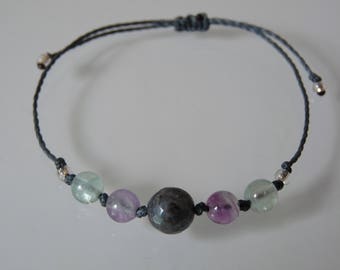 "Understanding and protection" Beads Bracelet, Fluorite, Labradorite, Meditation, Yoga, Zen, minimalist, Chakra, Lithotherapy